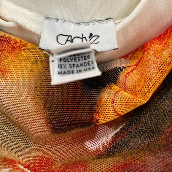 Cache Size Medium Strapless Ivory Jumpsuit with floral overlay. - Picture 5 of 8